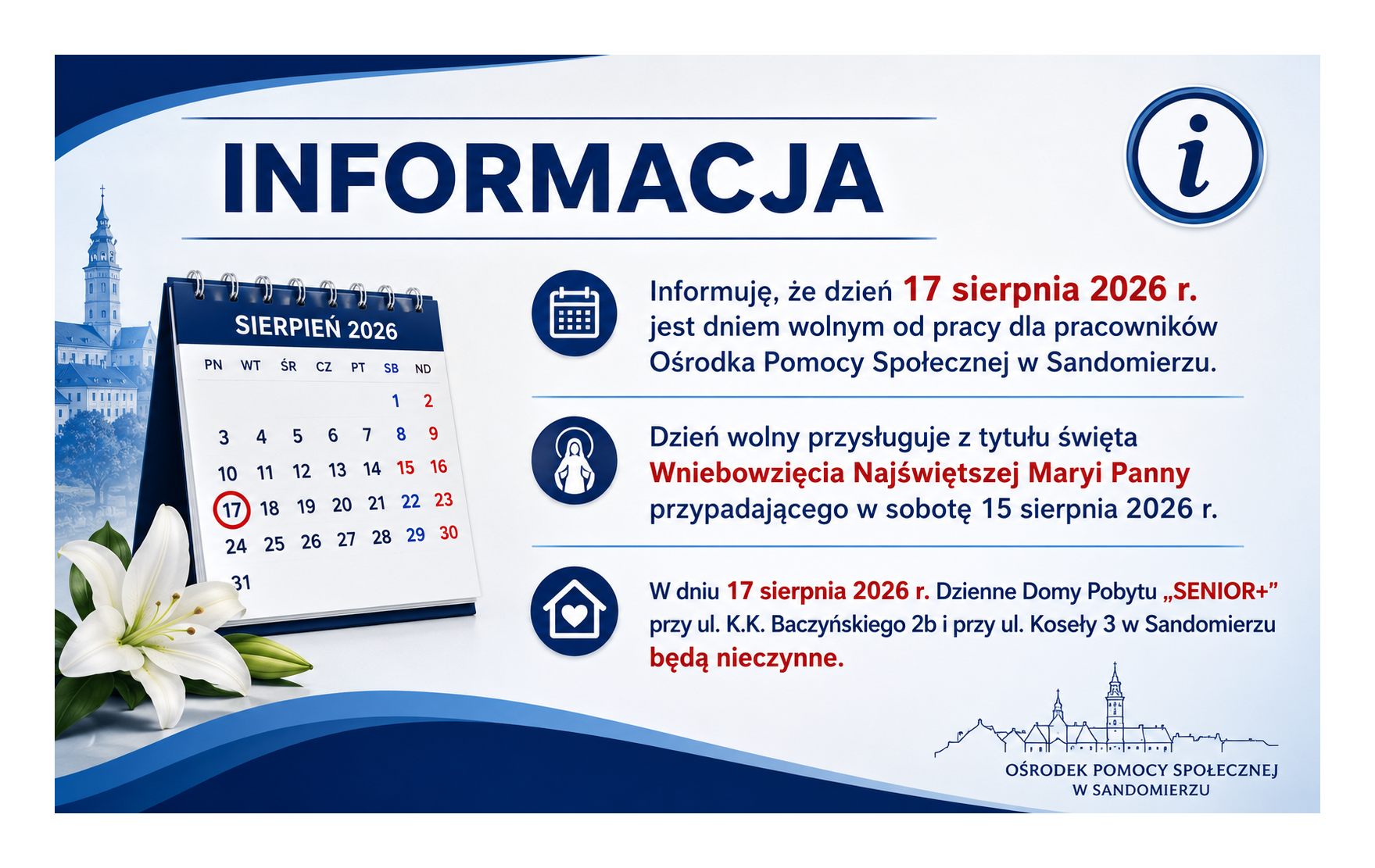 17 sierpnia 2026 r. jest dniem wolnym 
