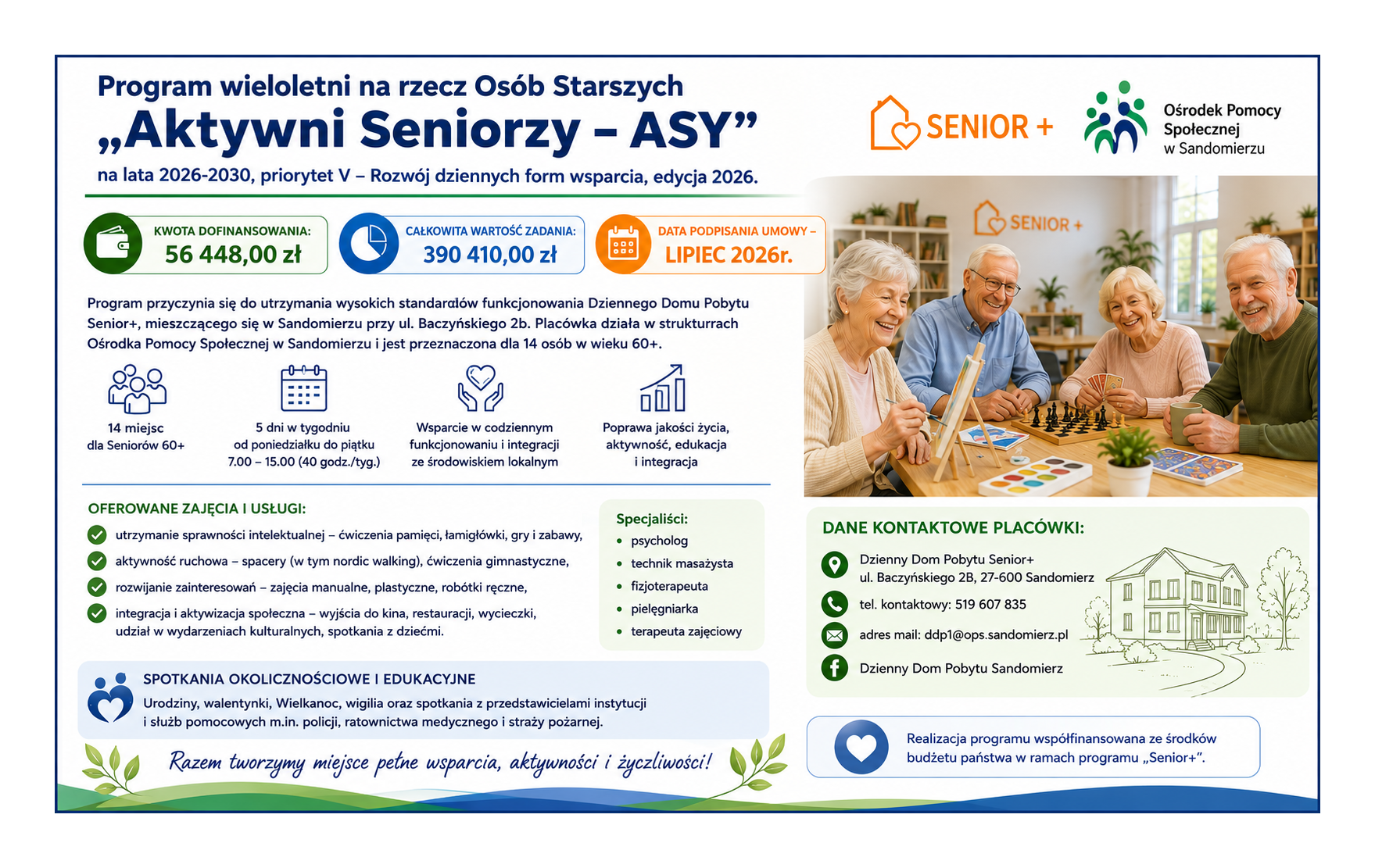 Program wieloletni na&nbsp;rzecz Os&oacute;b Starszych &bdquo;Aktywni Seniorzy &ndash; ASY&rdquo; na&nbsp;lata 2026-2030, priorytet V - Rozw&oacute;j dziennych form wsparcia, edycja 2026