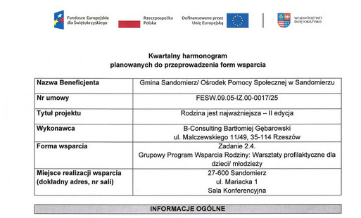 Grupowy Program Wsparcia Rodziny: Warsztaty profilaktyczne dla dzieci/młodzieży - harmonogram za październik 2026