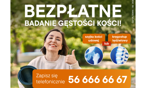 Bezpłatne badania przesiewowe w kierunku osteoporozy w Sandomierzu przy ul. Mickiewicza 32  w dniu 12 października 2026 r.