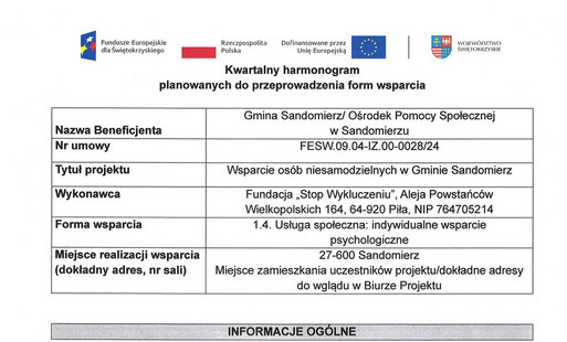  Usługa społeczna indywidualne wsparcie psychologiczne - listopad 2026